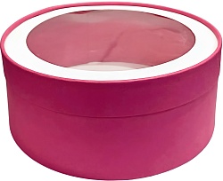 Коробка для зефира 20 см*7 см круглая, малиновая
