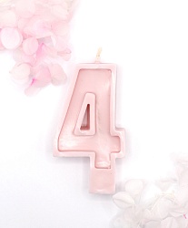 Свеча цифра "4" розовая